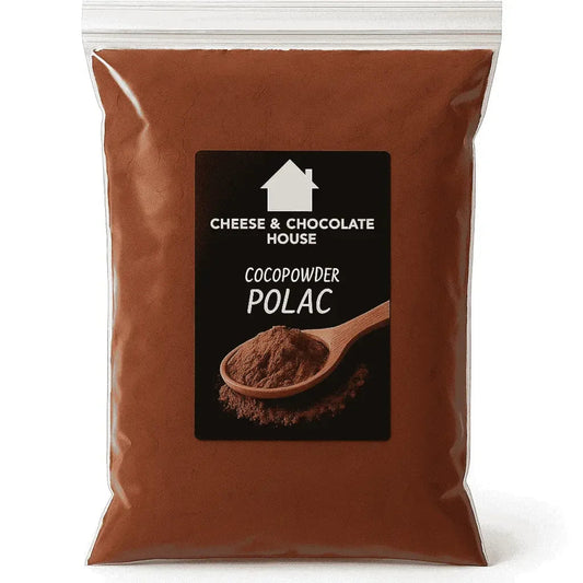 Cocoa Powder with Cheese & Chocolate House branding 