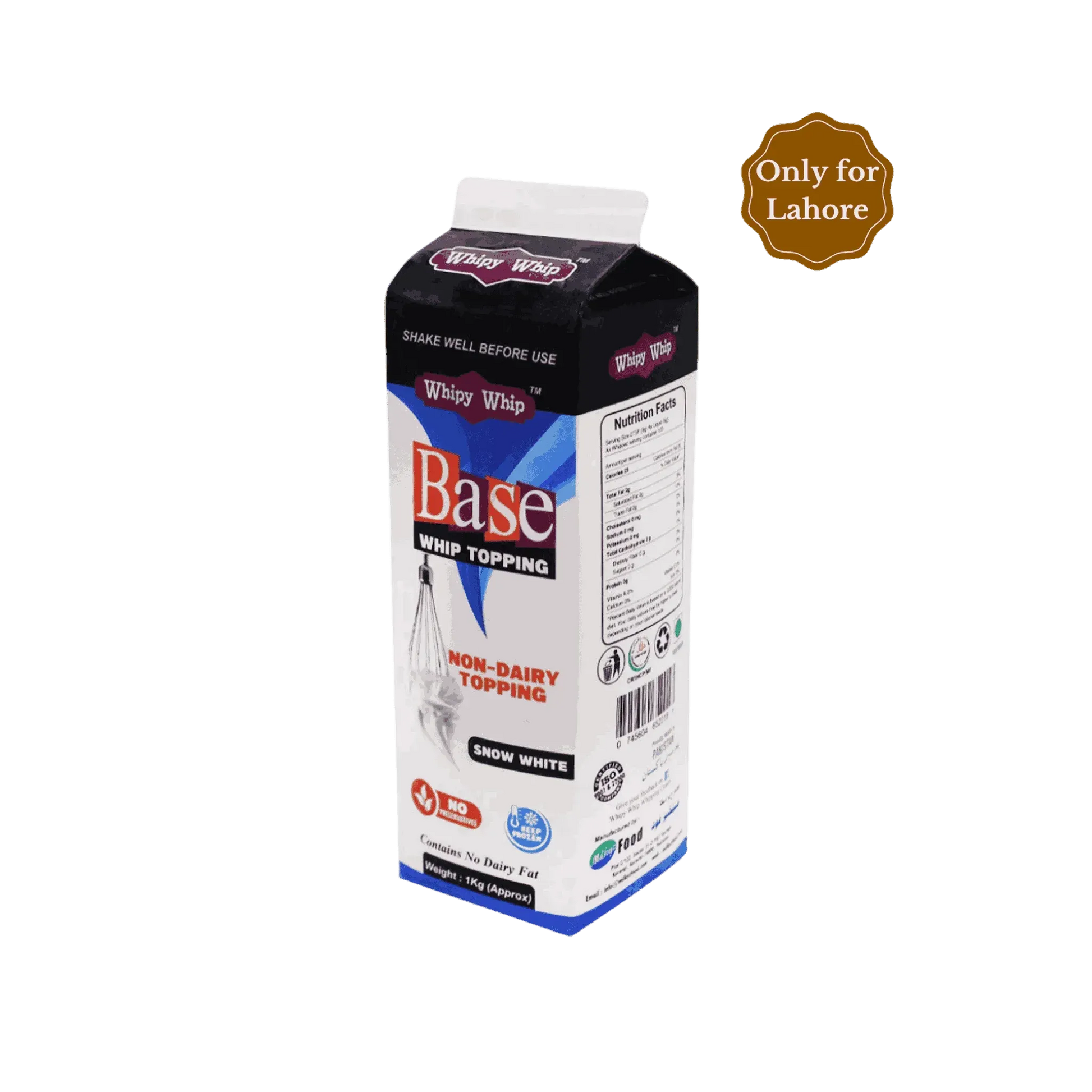 Whipy Whip Base Whip Topping Cream 1kg, Lahore delivery, perfect for cakes, desserts, and bakery use